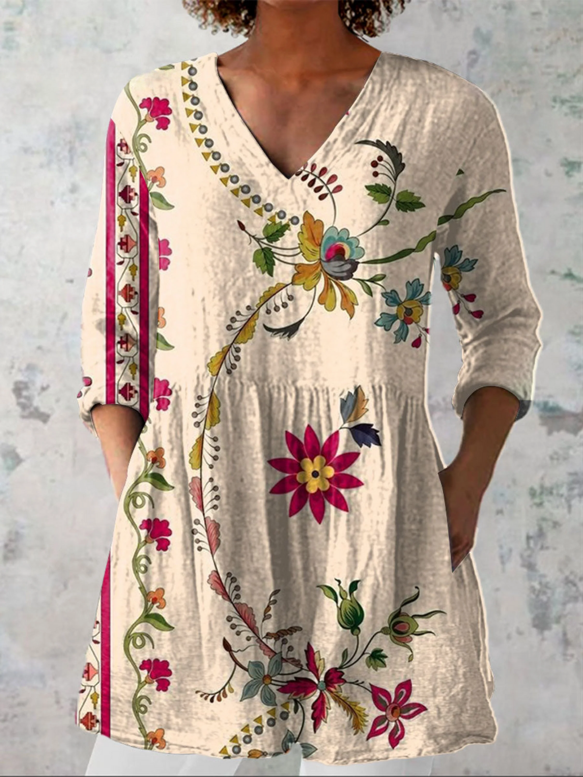 Aria | Lange Bluse mit ausdrucksstarkem Muster