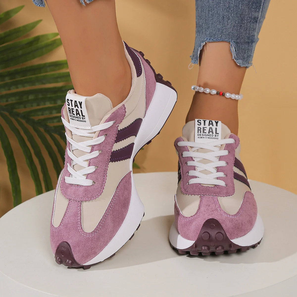 Retro-Plattform-Sneaker – Bequeme Schuhe aus robustem Wildleder