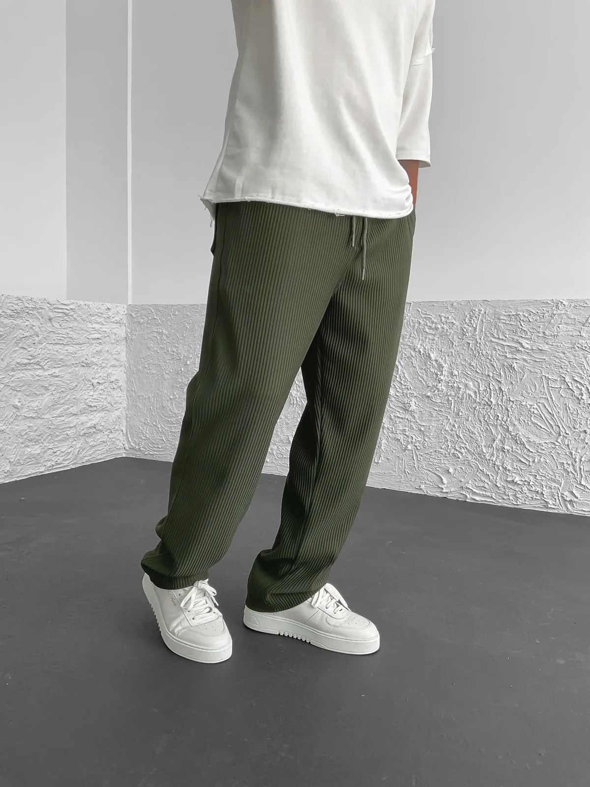 Rippengestrickte Relaxed Fit Hose