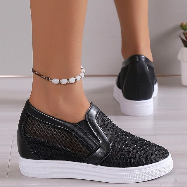 Damen Sneakers mit weißen Kristallen