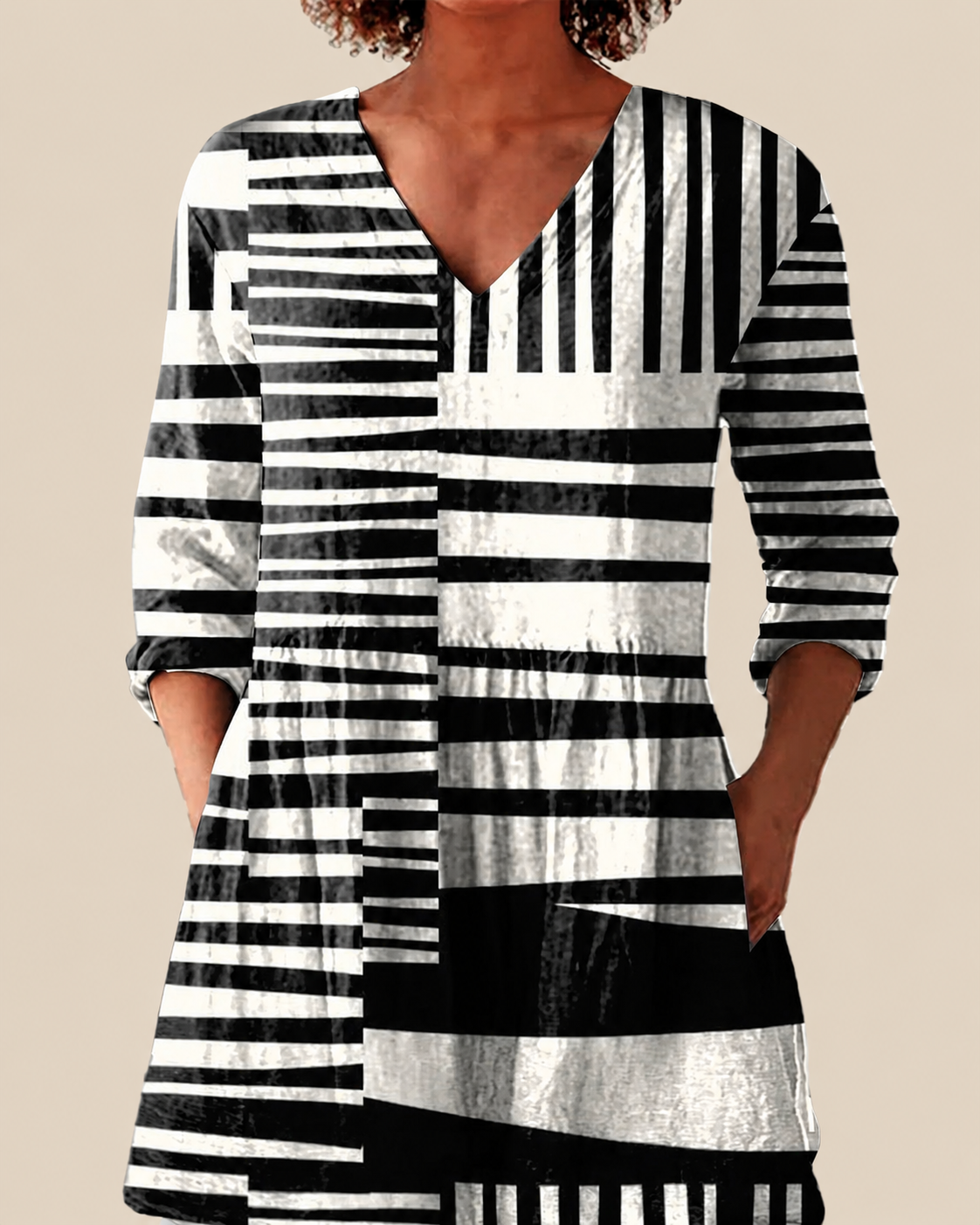 Quinn | Lange Bluse mit ausdrucksstarkem Muster