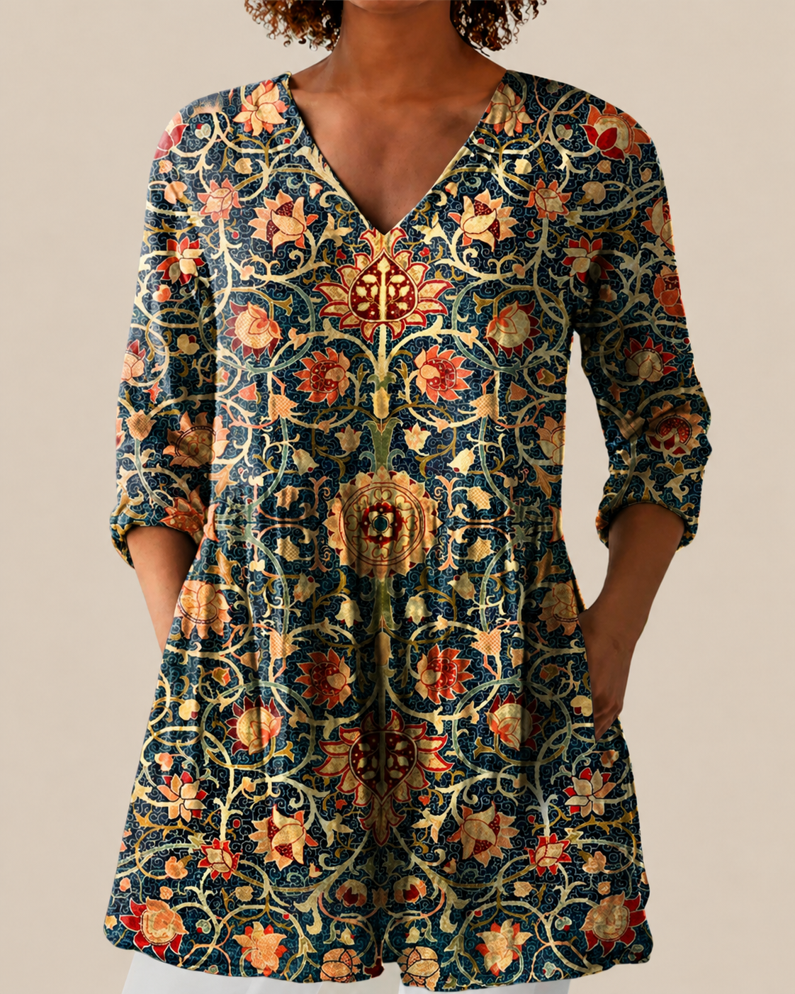 Liora | Lange Bluse mit ausdrucksstarkem Muster