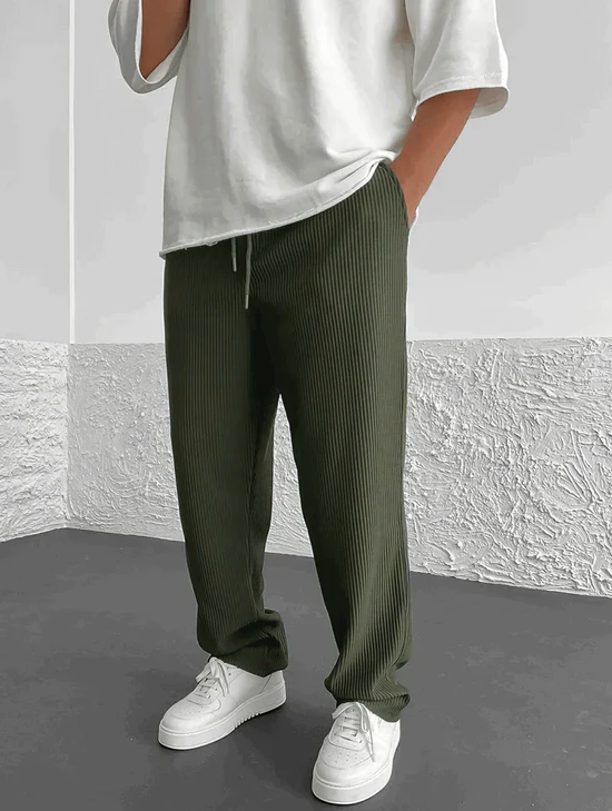 Rippengestrickte Relaxed Fit Hose