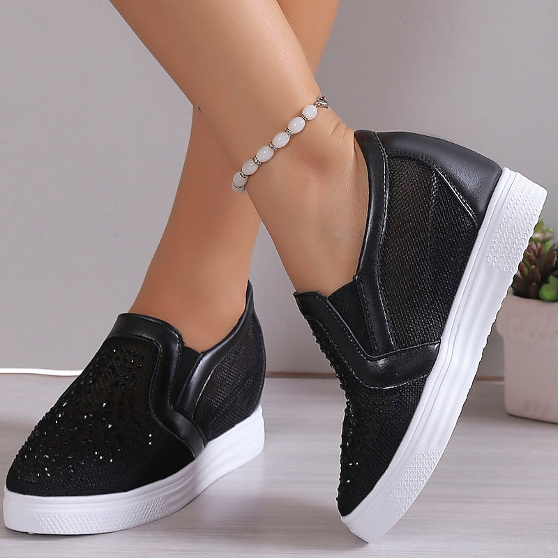 Damen Sneakers mit weißen Kristallen