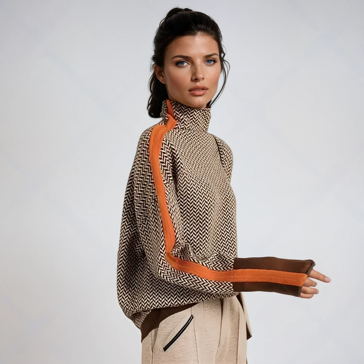 Lucía | Rollkragenpullover mit kontrastierenden Streifen