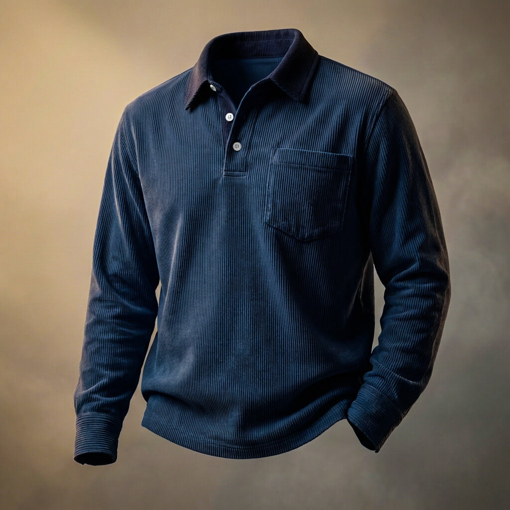 Scott Corduroy Langarm-Polo