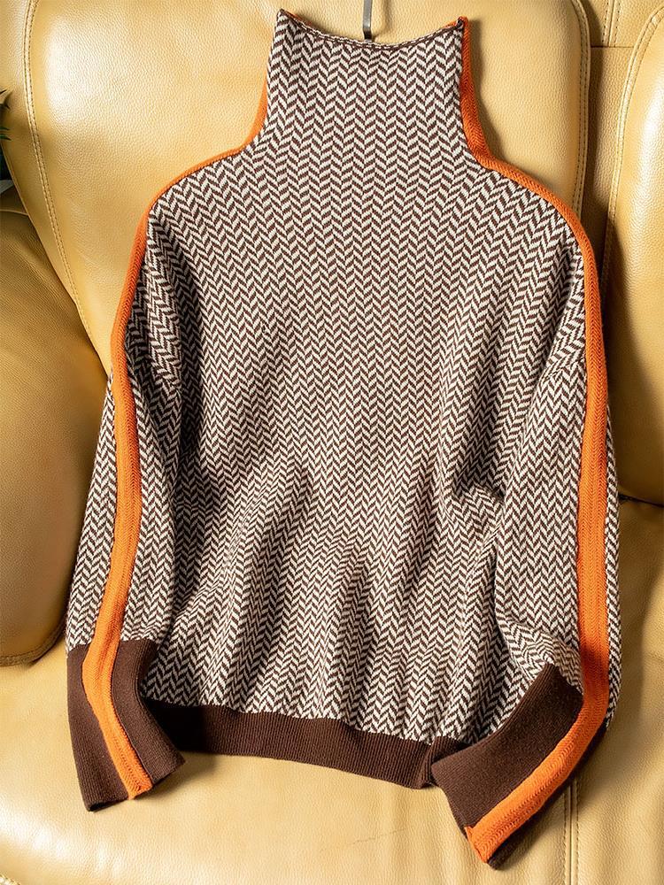 Lucía | Rollkragenpullover mit kontrastierenden Streifen
