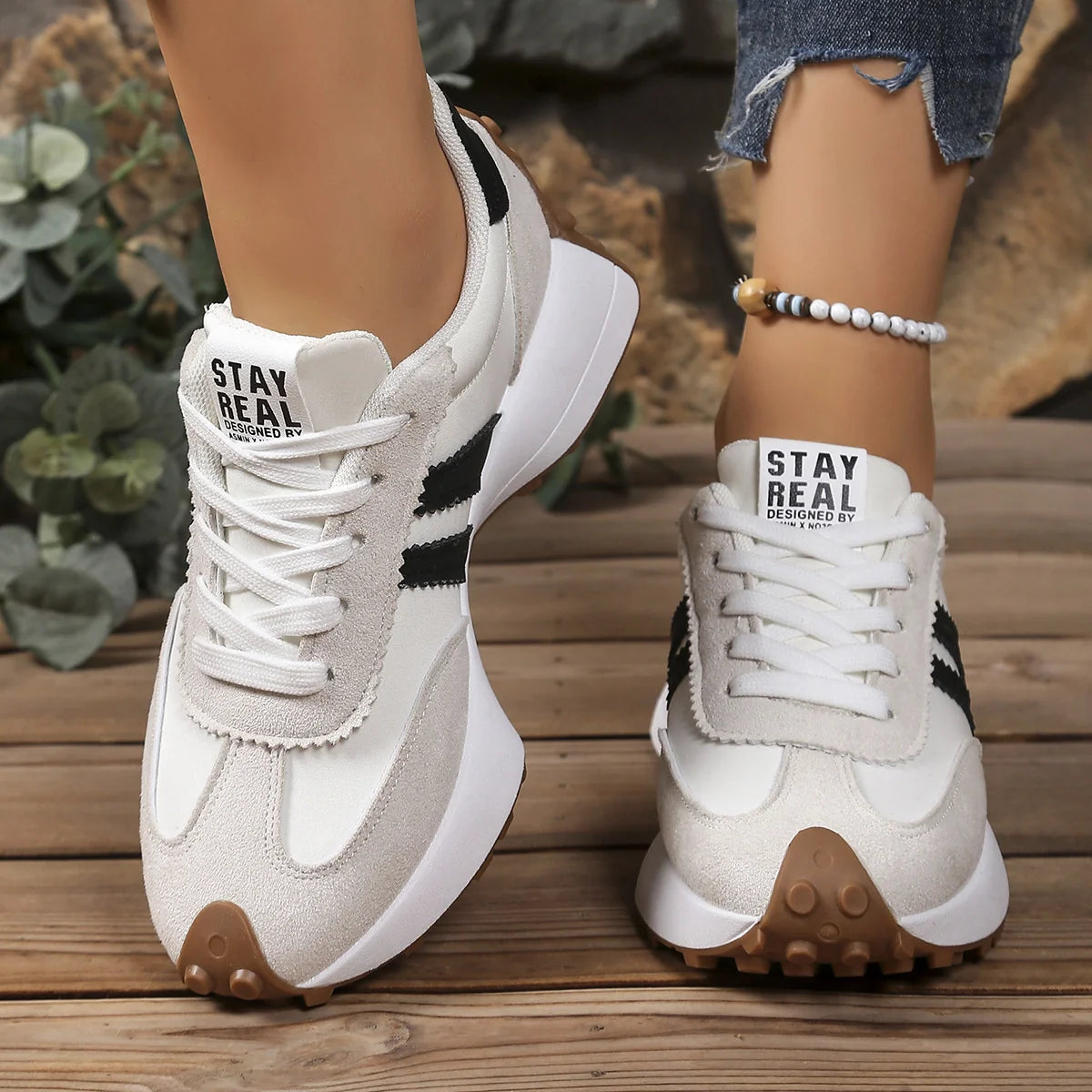 Retro-Plattform-Sneaker – Bequeme Schuhe aus robustem Wildleder