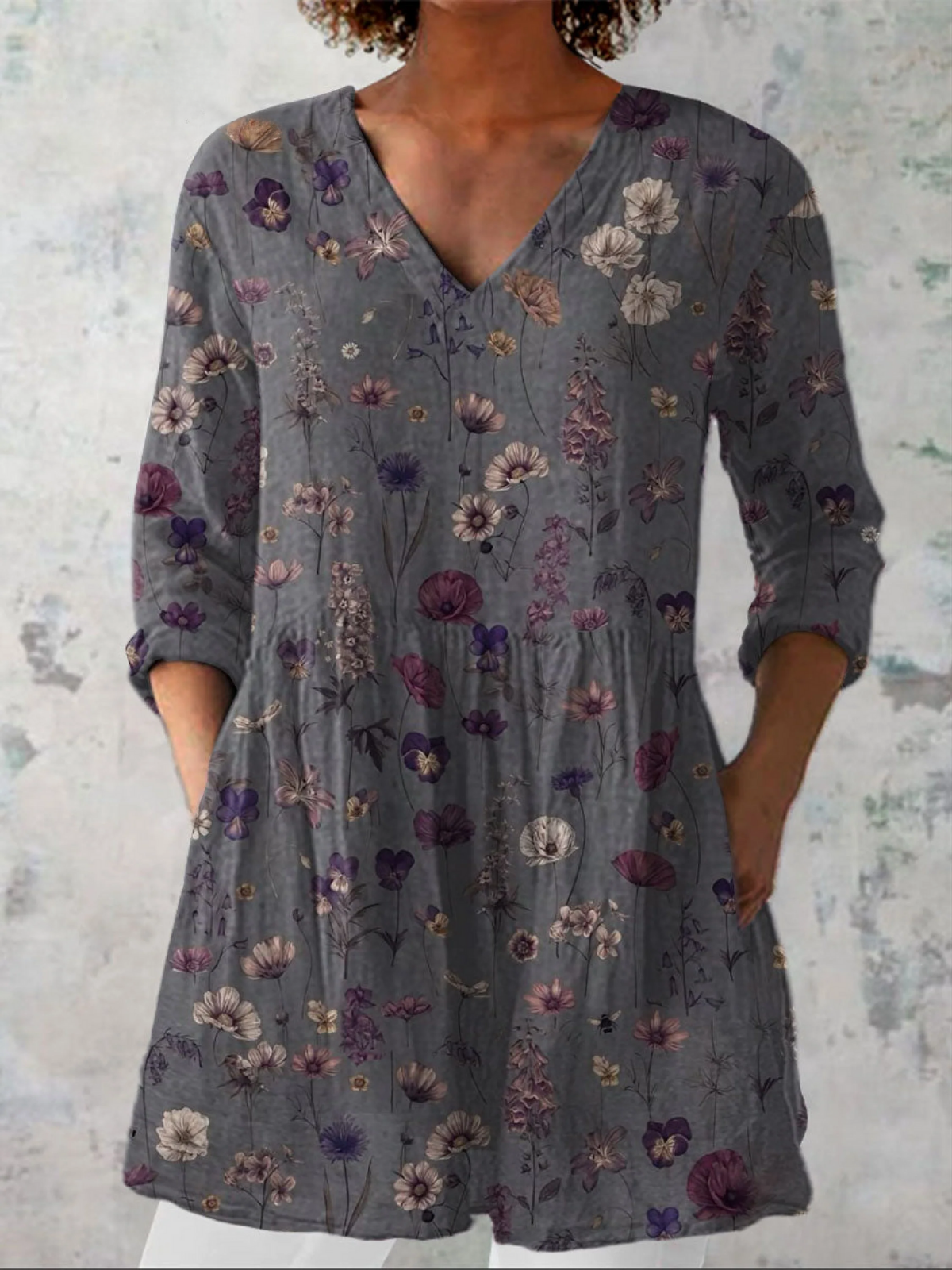 Kira | Lange Bluse mit ausdrucksstarkem Muster