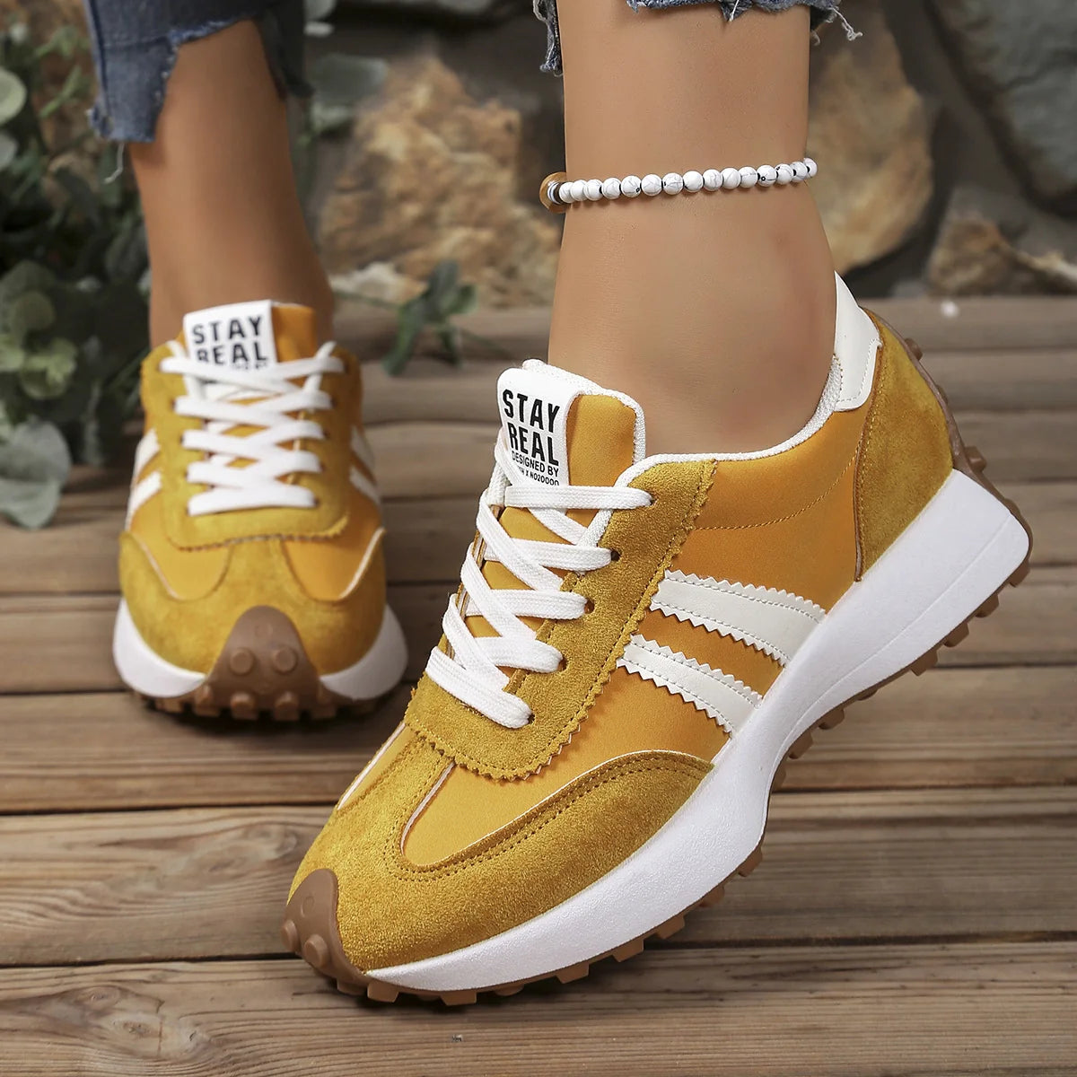 Retro-Plattform-Sneaker – Bequeme Schuhe aus robustem Wildleder