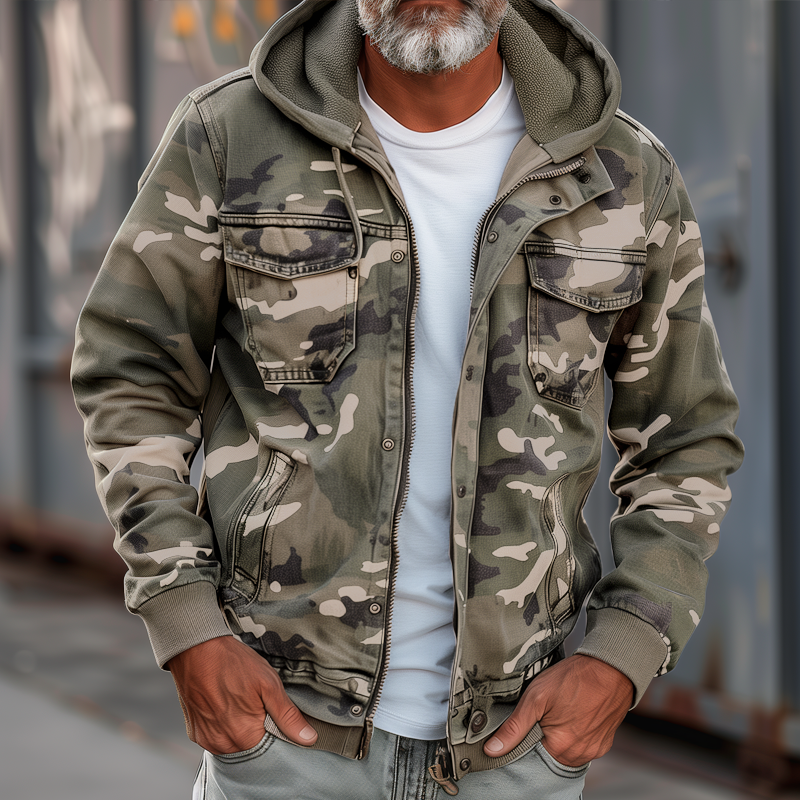 Fabian™ - Herren Camouflage Cargo Jacke - Mit Kapuze und Multi-Taschen Design