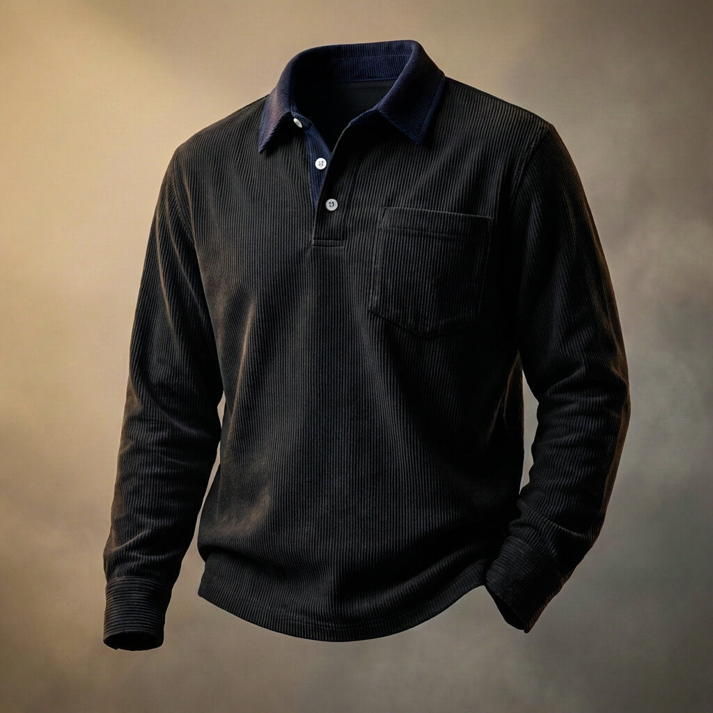 Scott Corduroy Langarm-Polo