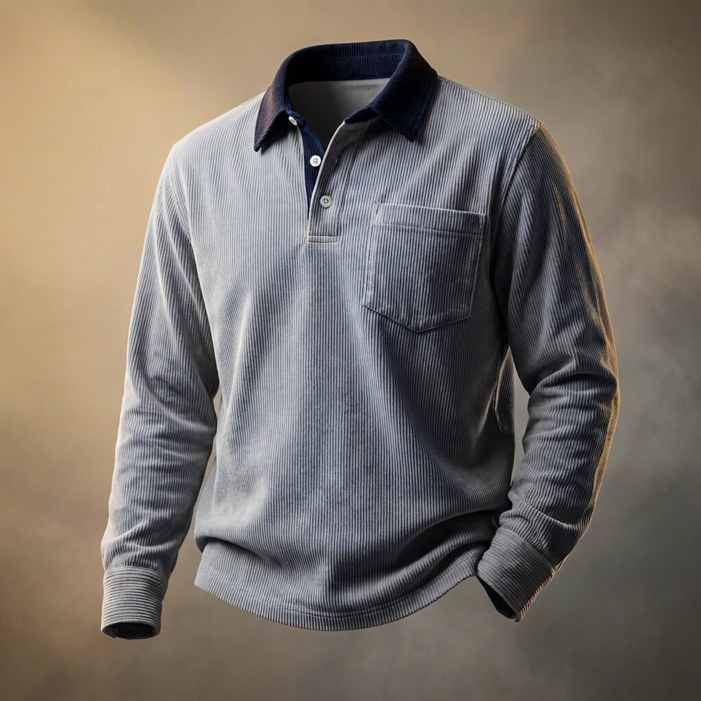 Scott Corduroy Langarm-Polo