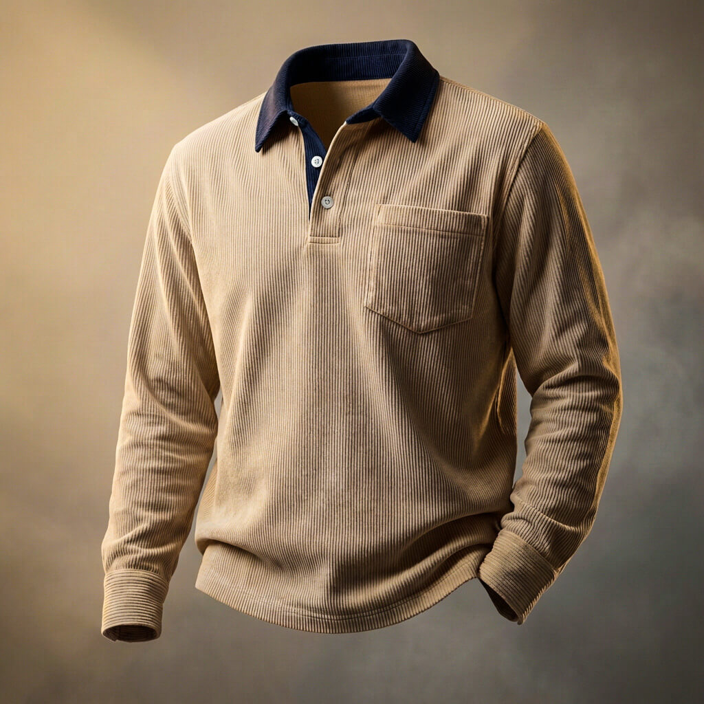 Scott Corduroy Langarm-Polo