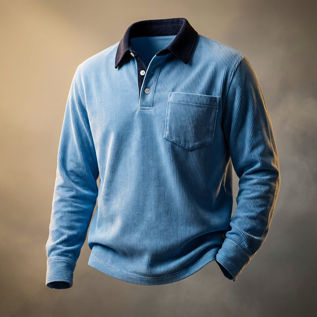 Scott Corduroy Langarm-Polo